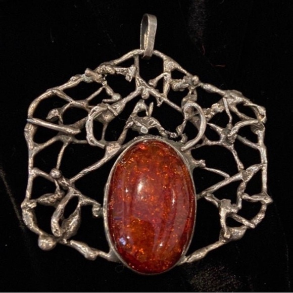 Modernest Baltic Amber Sterling Silver Pendant - Picture 1 of 8